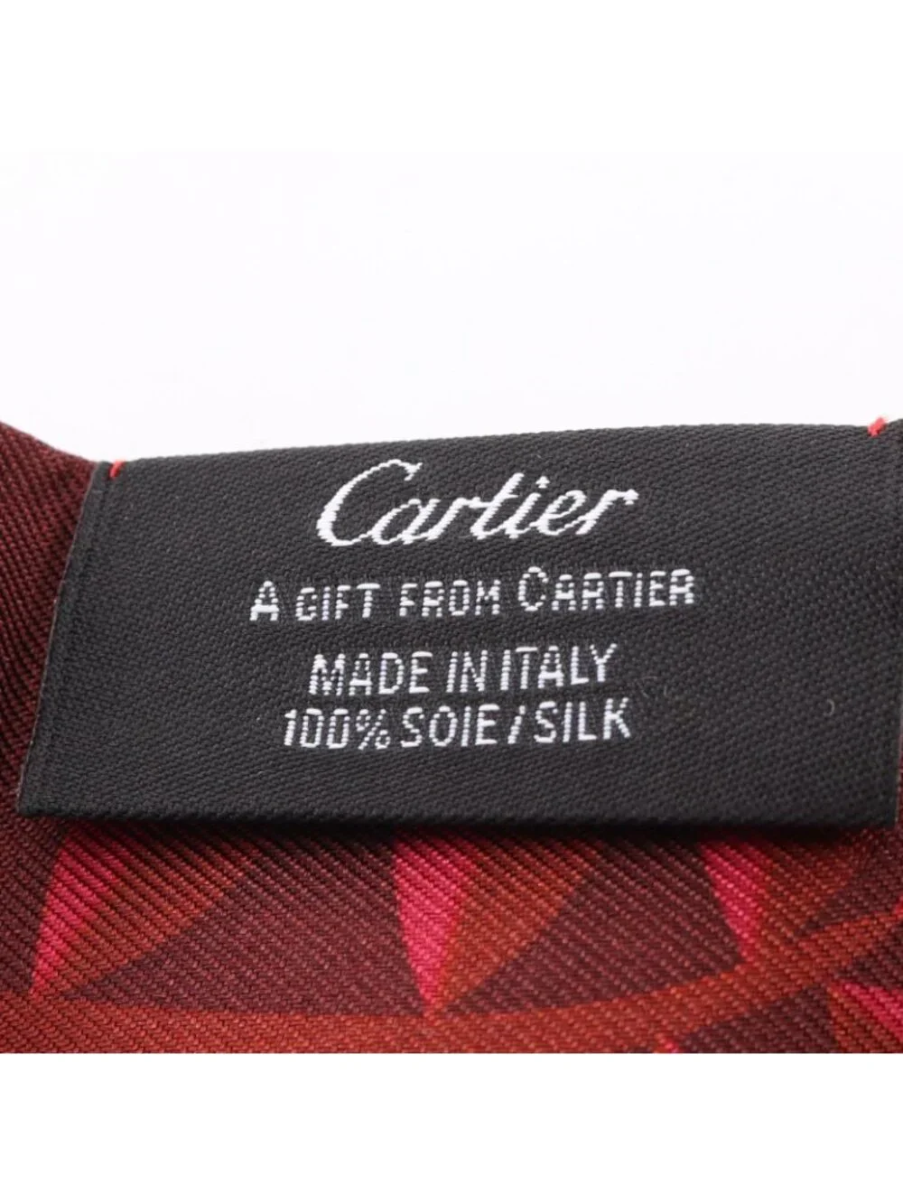 Cartier Scarf Bandeau Panther Ribbon Red Silk